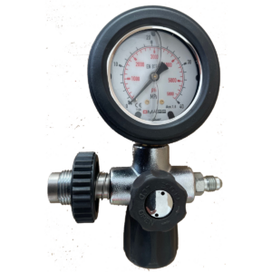 Füllventil entlüftbar mit Manometer und Schutzkappe DIN 200 - 7/16