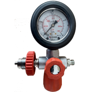 Füllventil entlüftbar mit Manometer  und Schutzkappe DIN 300 - 1/4"